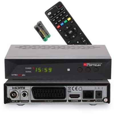 RED OPTICUM 23025 Nytro Box Plus Hybrid-Receiver HD-TV I DVB-C & DVB-T2 Receiver mit Aufnahmefunktion PVR - HDMI - USB - SCART - Coaxial Audio - Ethernet - LED Display I Digitaler Kabelreceiver von RED OPTICUM