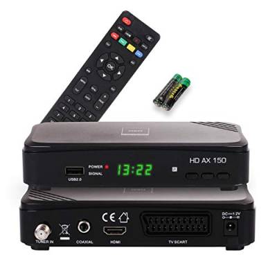 RED OPTICUM AX 150 Sat Receiver mit Aufnahmefunktion PVR I Digitaler Satelliten-Receiver HD mit HDMI - SCART - USB - Coaxial I 12V Netzteil ideal für Camping I Receiver für Satellitenschüssel von RED OPTICUM