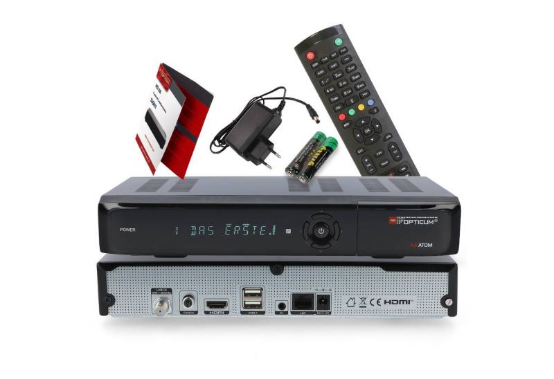 RED OPTICUM AX Atom mit Aufnahmefunktion - UHD SAT-Receiver (alphanumerisches Display, HDMI, 2X USB 2.0, Ethernet Port, Coaxial) von RED OPTICUM