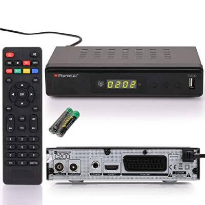 RED OPTICUM C200 HD Kabelreceiver mit Aufnahmefunktion PVR I Digitaler Kabel-Receiver HD - EPG - HDMI - USB - SCART - Coaxial Audio I Receiver für Kabelfernsehen I DVB-C Receiver schwarz von RED OPTICUM