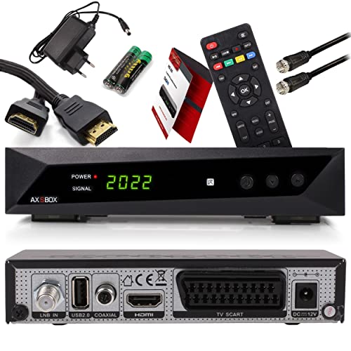 RED OPTICUM Sat Receiver HD 1080p, Full HD, für Satellitenschüssel mit Aufnahmefunktion, AAC-LC Audio, PVR, HDMI, SCART, USB, Coaxial - Timeshift & Einkabel tauglich - SBox Set + HDMI & SAT Kabel von RED OPTICUM