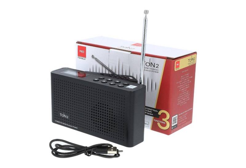 RED OPTICUM TON 2 schwarz - Internet / FM Radio Internet-Radio (Internetradio, FM Tuner, UKW mit RDS, Bluetooth Lautsprecher & WiFi - mit integriertem Akku) von RED OPTICUM