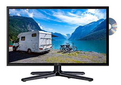 Reflexion LDDW22N Wide-Screen LED-Fernseher (22 Zoll) für Wohnmobile mit DVB-T2 HD, DVD-Player, Triple-Tuner und 12 Volt KFZ-Adapter (12 V/24 V, Full HD, HDMI, USB, EPG, CI+, DVB-T Antenne), Schwarz von REFLEXION