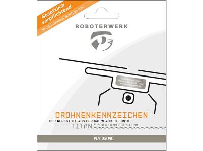 ROBOTERWERK Drohnenkennzeichen aus Titan-Gutschein Plakette, Kennzeichen Silber von ROBOTERWERK