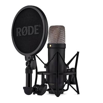 RØDE NT1 5 Generation Großmembran-Kondensatormikrofon mit XLR- und USB-Ausgang, Mikrofonspinne und Popfilter für Musikproduktion, Gesangsaufnahmen und Podcasts (schwarz) von RØDE