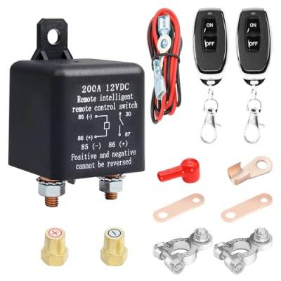 RUIZHI Batterie Trennschalter, DC12V 200A Trennschalter, Auto-Batterie-Trennschalter mit 2 Fernbedienungen, Ferngesteuerter Auto-Stromversorgungsschalter für Auto, RV, Boot, Jacht, Anti-Diebstahl von RUIZHI