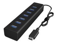 ICY BOX IB-HUB1700-C3, USB 3.2 Gen 1 (3.1 Gen 1) Type-C, USB 3.2 Gen 1 (3.1 Gen 1) Type-A, 5000 Mbit/s, Schwarz, Aluminium, 0,4 m von RaidSonic Technology