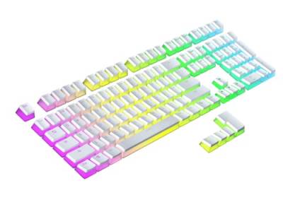 Ranked Pudding PBT-Tastenkappen | 112 Double Shot Transluzent ANSI US- und ISO-Layout | OEM-Profil für mechanische RGB-Gaming-Tastatur (Weiß) von Ranked