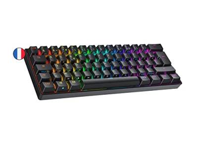 Ranked S60 Supernova Mechanische 60 Prozent Tastatur | Hotswap Gaming Keyboard | 62 Tasten mit RGB Beleuchtung | PC/Mac Gamer | AZERTY Französisches (Schwarz, Gateron Optical Red) von Ranked