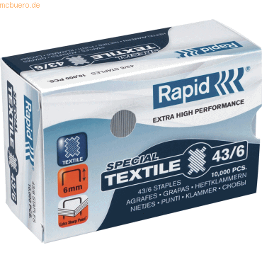 Rapid Textilheftklammern 43/8 Super Strong VE=10.000 Stück von Rapid