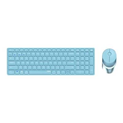 Rapoo 9750M kabelloses Tastatur-Maus Set Wireless Deskset 1600 DPI Sensor wiederaufladbarer Akku flaches Aluminium Design DE-Layout QWERTZ PC & Mac - blau, Mittel von Rapoo