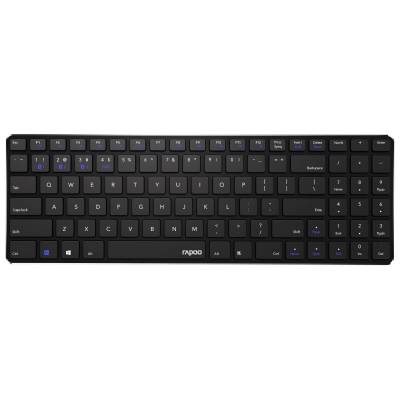 Rapoo Kabellose Ultraflache Multi-Mode-Tastatur "E9100M" Schwarz Drahtlose Multimodus-Verbindung von Rapoo