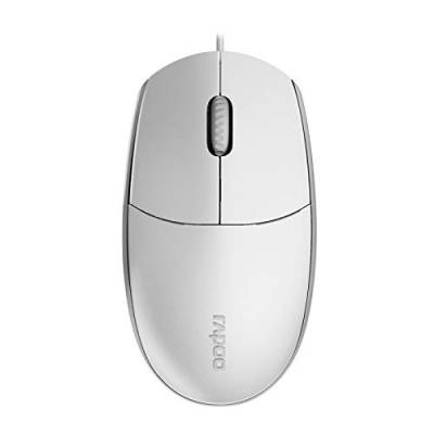 Rapoo N100 kabelgebundene Maus wired Mouse 1600 DPI Sensor ergonomisch für Links- und Rechtshänder PC & Mac - weiß von Rapoo
