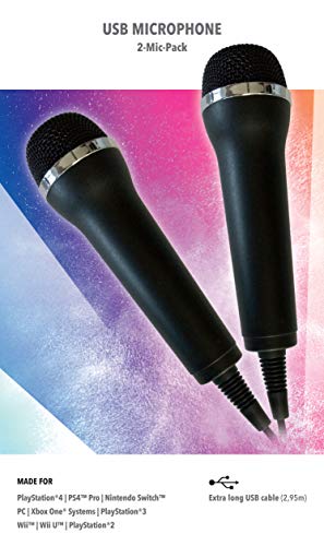 Mikrofon Doppelpack für Karaoke Games (Lets Sing, Voice of Germany, SingStar etc.) für PlayStation (PS3, PS4, PS5), Nintendo (Switch, Wii), XBOX + PC von Ravenscourt