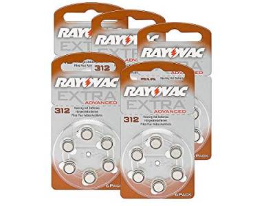 RAYOVAC Hörgeräte-Batterien 312 Extra Advanced 1,45V 180 mAh, 5X 6er Sparpack von Rayovac