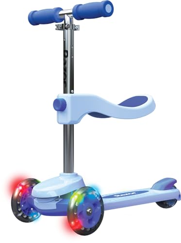 Razor Rollie, 3-Rad-Roller für jüngere Kinder, Sitz- und Stehfahroptionen, leuchtende Räder, blau von Razor
