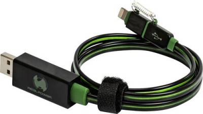 RealPower USB-Kabel USB 2.0 USB-A Stecker, Apple Lightning Stecker 0.75m Grün mit LED 185962 von RealPower