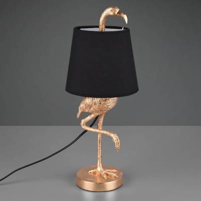Tischleuchte Lola mit Flamingo-Figur, schwarz/gold von Reality Leuchten