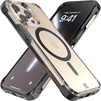 Phone REBEL - iPhone 13 Pro Hülle - Crystal Gen-3 - Klar, glänzend, schützend, stoßfest, MagSafe kompatibel, Metalltasten, Slim Fit Grip, 6.1 Serie 2021 (schwarz) von Rebel