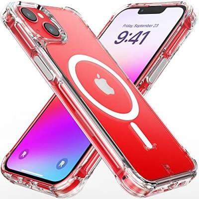 REBEL - iPhone 13 Hülle – Crystal Series Gen-3 – transparent, glänzend, schützend, stoßfest, MagSafe kompatibel, Metallknöpfe, Slim Fit Griff (6,1 Zoll) (klar) von Rebel