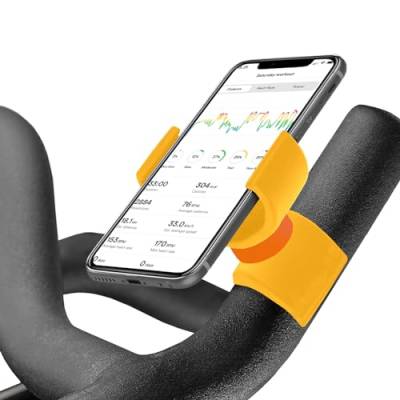 Renimove Handyhalterung Heimtrainer Fahrrad Kompatibel mit Smartphones bis zu 7,5" Sichere und stabile Befestigung 360°-Drehung für optimale Sicht (Gelb) von Renimove