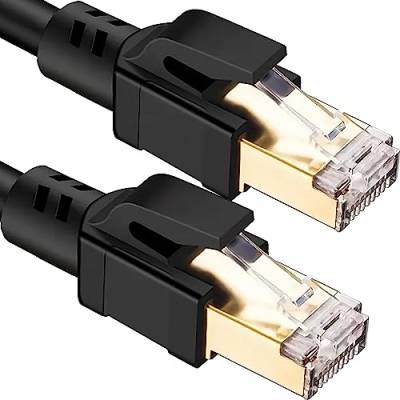 Retoo Cat 8 LAN Kabel 1m 40Gbps Netzwerkkabel Ethernet Kabel 2000MHz Hochgeschwindigkeits S/FTP RJ45 POE Gigabit geflochtener Vergoldeter Patchkabel von Retoo