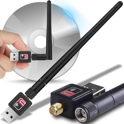 Retoo WLAN Stick Adapter USB 2.0 auf 2.4 GHz bis zu 150 Mbps, WiFi Stick Kompatibel mit Linux, Mac OS, Windows 2000, XP, Vista, 7, 8, 10 32/64bit, USB2.0-Adapter, Wireless Netzwerk Empfänger, Schwarz von Retoo