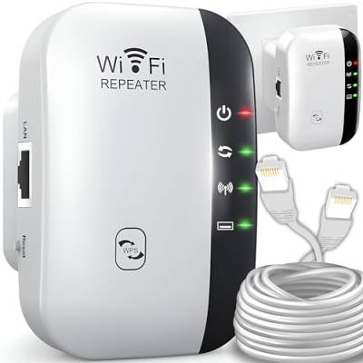 Retoo WiFi Repeater 2.4 GHz, 300 Mbit/s, WLAN Verstärker, Ethernet-Port, WPS, Access Point, Repeater Modus, LED abschaltbar, kompatibel zu Allen WLAN Geräte, Internet Verstärker, IEEE 802.11 b/g/n von Retoo