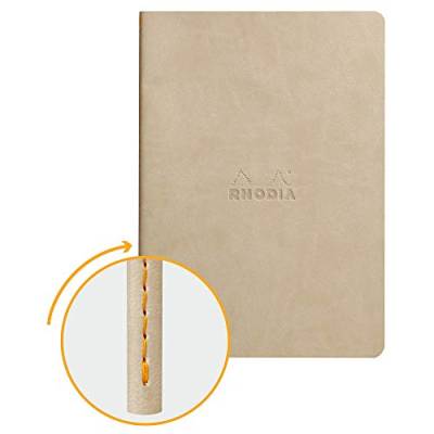 Rhodia 116405C Rhodiarama Notizbuch (ideal für Ihre Notizen, DIN A5, 14,8 x 21 cm, 32 Blatt, liniert, Premium Velinpapier 80g, elfenbein) 1 Stück, beige von Rhodia