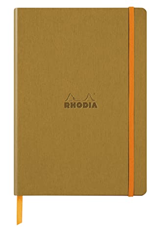 Rhodia 117476C - Notizbuch Rhodiarama mit Softcover, DIN A5, 80 Blatt elfenbein 90 g dot, 1 Stück, Gold von Rhodia