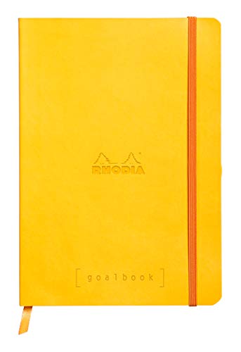 Rhodia 117756C Notizheft Goalbook (DIN A5, 14,8 x 21 cm, Dot, praktisch und trendige, mit weichem Deckel, 90g, elfenbeinfarbigem Papier, 120 Blatt, Gummizug, Lesezeichen) 1 Stück, Gelb von Rhodia