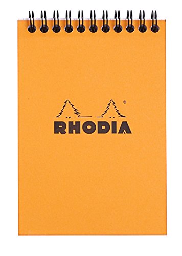 Rhodia 13500C Notizblock (DIN A6, 10,5 x 14,8 cm, Doppelspirale, kariert, mikroperforiert, 80 Blatt) 1 Stück orange von Rhodia