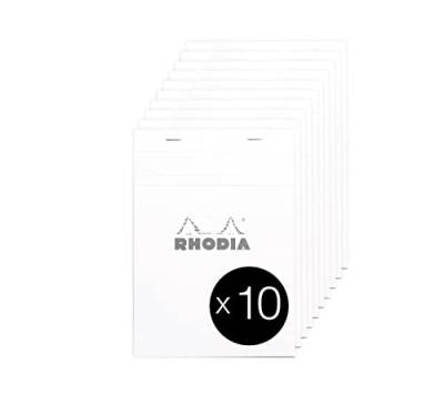 Rhodia 16401C - Packung mit 10 Notizblöcken Meeting Pad, No. 16, DIN A5 80 Blätter 80g, Weiß, 1 Pack von Rhodia