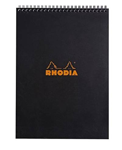 Rhodia 185019C Note Pad mit Doppelspirale, DIN A4, liniert, 80 g, 21 x 29.7 cm, 80 Blatt, schwarz von Rhodia
