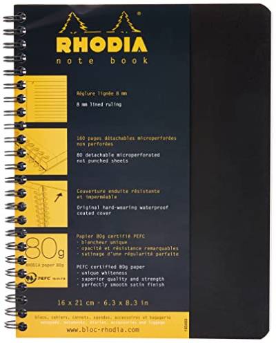 Rhodia 193469C Notizbuch (liniert, ideal für Ihre Notizen, DIN A5, 14,8 x 21 cm, 80 Blatt) 1 Stück schwarz von Rhodia