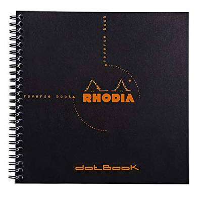 Rhodia 193639C Reverse Book (Dot Grid, quadratisch, ideal für Ihre Notizen, 21 x 21 cm, 80 Blat) 1 Stück schwarz von Rhodia