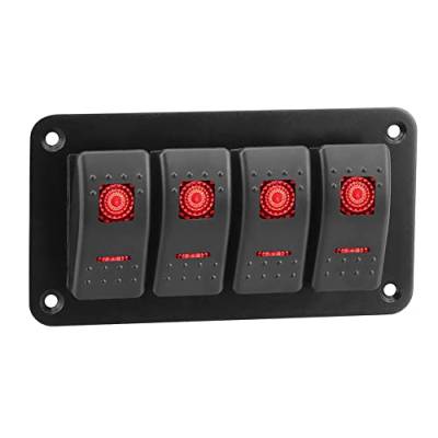 Riloer 3/4/5/6/8 Gang-Kombinations-Schalter-Panel, 12V / 24V Modifizierte Wipp-Kippschalter-Panel-Aufkleber mit LED-Licht, universell für Marine Boot Auto RV Camper Caravan von Riloer