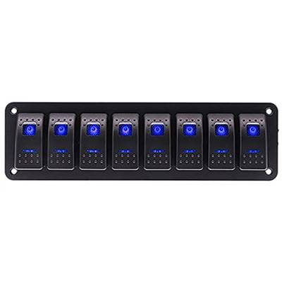 Riloer 3/4/5/6/8 Gang-Kombinations-Schalter-Panel, 12V / 24V Modifizierte Wipp-Kippschalter-Panel-Aufkleber mit LED-Licht, universell für Marine Boot Auto RV Camper Caravan von Riloer