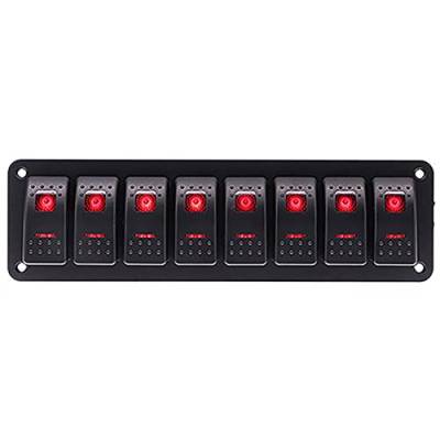 Riloer 3/4/5/6/8 Gang-Kombinations-Schalter-Panel, 12V / 24V Modifizierte Wipp-Kippschalter-Panel-Aufkleber mit LED-Licht, universell für Marine Boot Auto RV Camper Caravan von Riloer