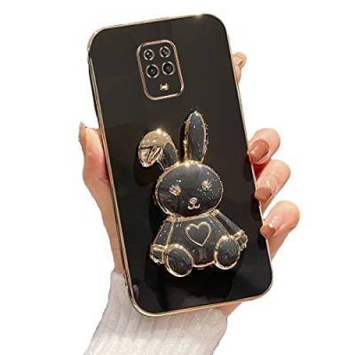 Rnrieyta Herz Kaninchen Ständer Hülle für Xiaomi Redmi Note 9 Pro,Cute Mädchen Dünn Galvanisierte Schutzhülle Weiches Case Bumper mit Hase Halter Kickständer von Rnrieyta