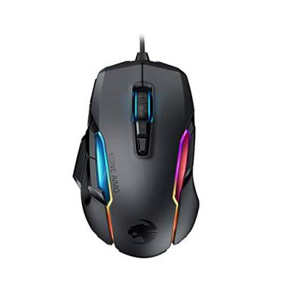 Roccat Kone AIMO Gaming Maus (hohe Präzision, Optischer Owl-Eye Sensor (100 bis 16.000 Dpi), RGB AIMO LED Beleuchtung, 23 programmierbare Tasten, Designt in Deutschland, USB), schwarz(remastered) von Roccat