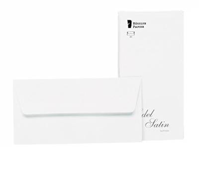 Rössler 2032838001 - Edel Satin - Briefumschlagpack mit Seidenfutter, DIN lang, 20 Stück, weiß von Rössler