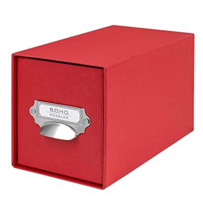 Rössler Papier 1327452360 - S.O.H.O. Aufbewahrungs CD-Schubladenbox, mit beschriftbarem Einsteckschild und Griff, Rot, 1 Stück von Rössler