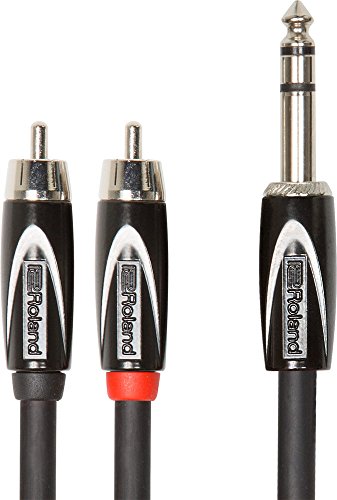 Roland Black Series Interconnect Insert/splitter cable 1/4-inch TRS to two RCA connectors, 10ft/ 3m - RCC-10-TR2RV2 von Roland