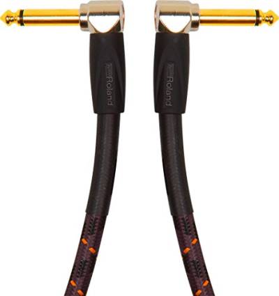 Roland Gold-Serie Patch/Pedal-Kabel – gewinkelte 6,3-mm-Klinkenstecker, Länge: 30 cm – RIC-G1AA von Roland