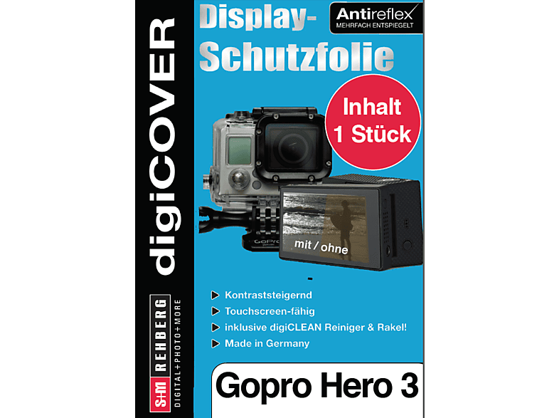 S+M digiCOVER für GoPro Hero3, 3+ Monitor, Monitorschutzfolie Antireflex, Transparent von S+M