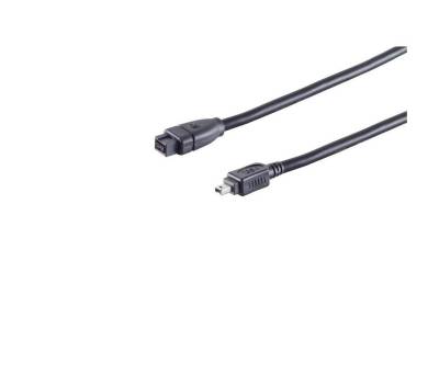 S/CONN maximum connectivity® FireWire-Kabel IEEE 1394B 9pol St/1394A 4pol St 1m Computer-Kabel, (100 cm) von S/CONN maximum connectivity®