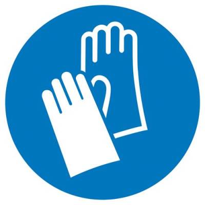 Gebotsschild Handschutz benutzen, Hygiene und Abstand Folie selbstklebend (Ø) 50mm ISO 7010 6St. von SAFETYMARKING