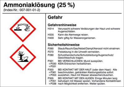 SafetyMarking 21.B1200.02 Gefahrstoffetikett G002 Ammoniaklösung Folie selbstklebend (B x H) 105mm von SAFETYMARKING