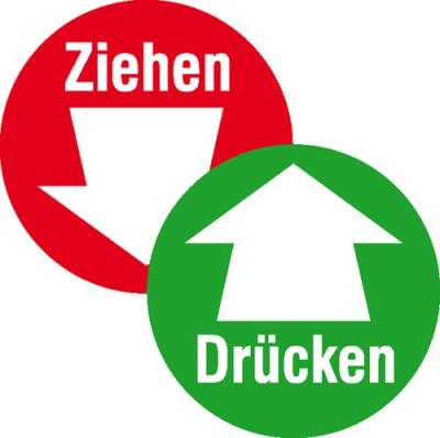 Türschild Ziehen/Drücken mit Pfeil Folie selbstklebend (Ø) 100mm 100mm 1St. von SAFETYMARKING